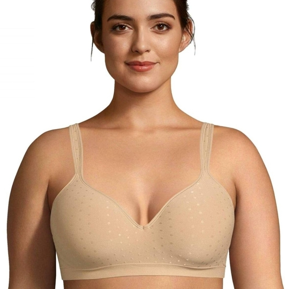 Nwt Bali Comfort Revolution Full-Coverage Wireless Polka Dot Bra 42C Plus Size